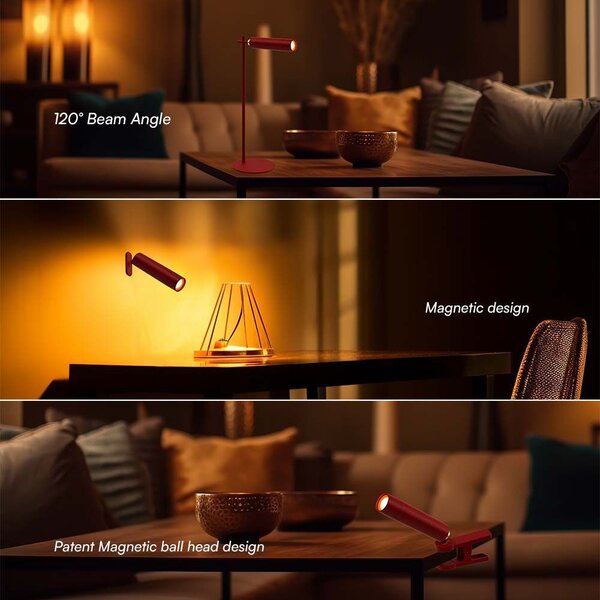 LED Solution Červená LED stolní nabíjecí magnetická lampa 3v1 3W 23043
