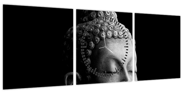 Obraz - Buddha, portrét (s hodinami) (90x30 cm)
