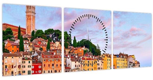 Obraz - Rovinj, Chorvatsko (s hodinami) (90x30 cm)