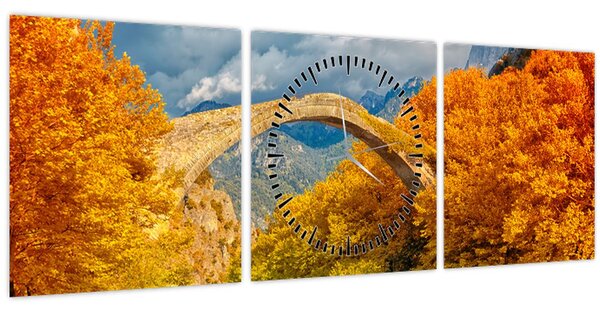 Obraz - Konitsa most (s hodinami) (90x30 cm)
