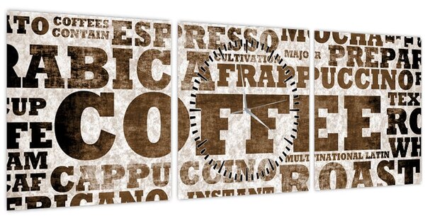 Obraz - Coffee (s hodinami) (90x30 cm)