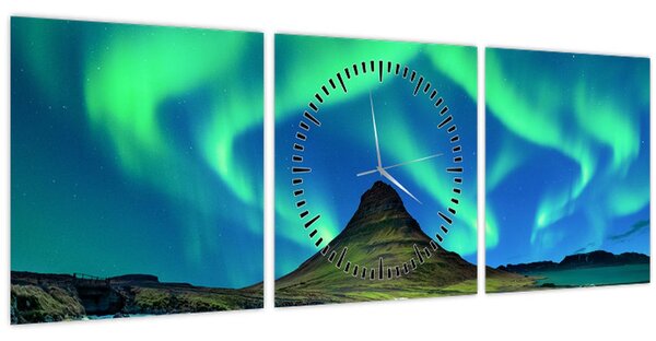 Obraz - Kirkjufell, Island (s hodinami) (90x30 cm)
