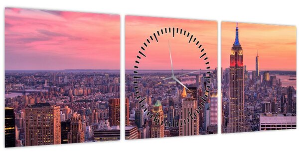 Obraz - New York (s hodinami) (90x30 cm)