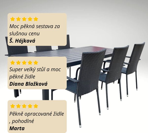 Vikio Zahradní set 205x90 pro 6 osob DT254 antracit