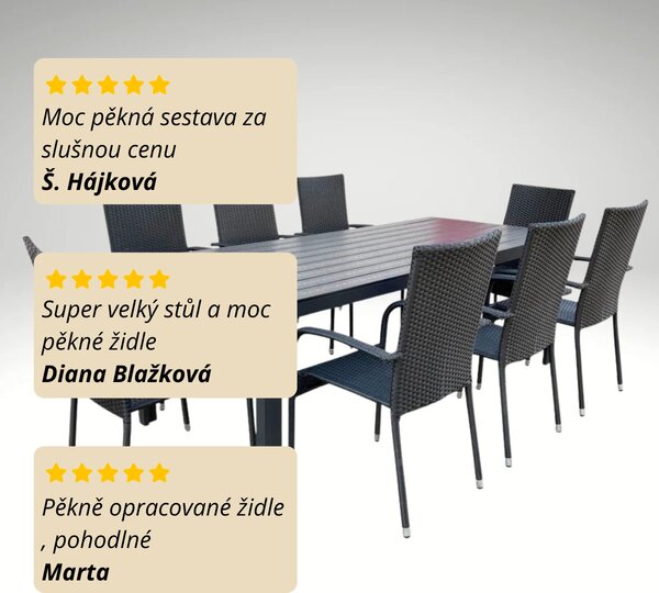 Vikio Zahradní set 205x90 pro 8 osob DT278 antracit