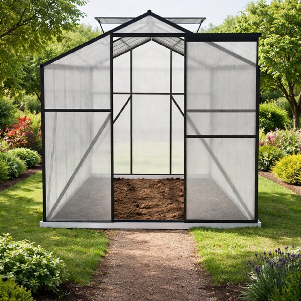 Skleník se základnou BestBerg BBGH-1206B / 7,05 m² / 371 × 190 × 194 cm / černá