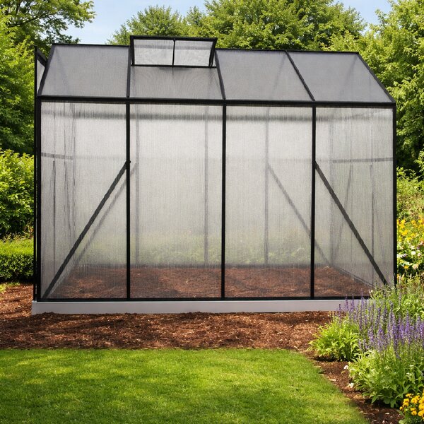 Skleník se základnou BestBerg BBGH-806B / 4,8 m² / 252 × 190 × 194 cm / černá