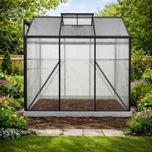 Skleník se základnou BestBerg BBGH-606B / 3,61 m² / 190 × 190 × 194 cm / černá