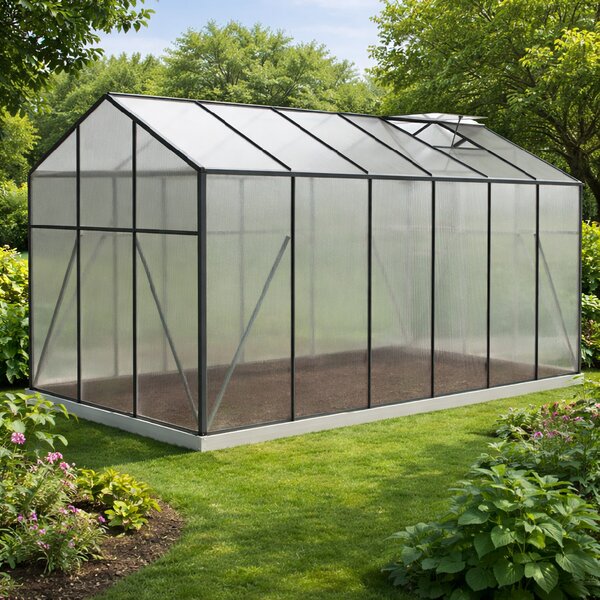 Skleník se základnou BestBerg BBGH-1206B / 7,05 m² / 371 × 190 × 194 cm / černá