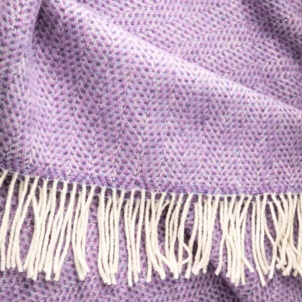 Deka Merino vlna / kašmír Lavender Purple Herringbone 180 x 136 cm John Hanly
