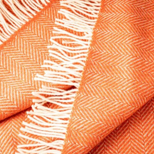 Deka Merino vlna / kašmír Orange Bronze Herringbone 180 x 136 cm John Hanly