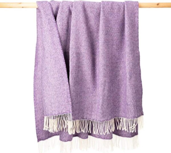 Deka Merino vlna / kašmír Lavender Purple Herringbone 180 x 136 cm John Hanly