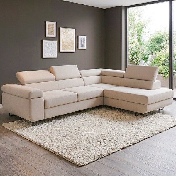 Sedací souprava GREIZ | 275x203 cm | pravá | rozkládací + úložný prostor | lincol 04D světle béžová | 3D manšestr