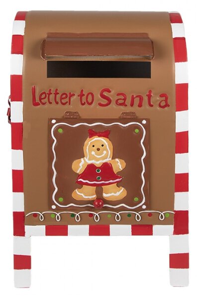 Hnědá vánoční schránka na dopisy s perníčkem a nápisem Letter to Santa – 22x18x34 cm