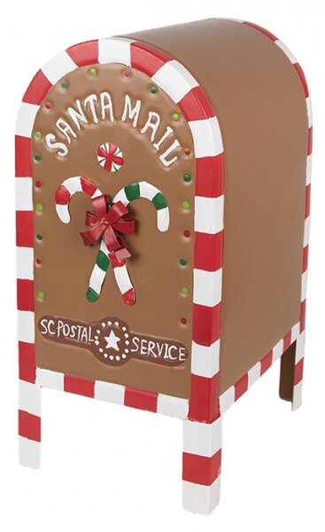 Hnědá vánoční schránka na dopisy s perníčkem a nápisem Letter to Santa – 22x18x34 cm