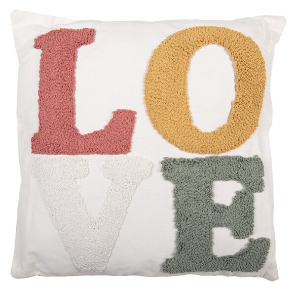 Bílý dekorační poštář s barevným nápisem LOVE Plaas – 45x45x12 cm