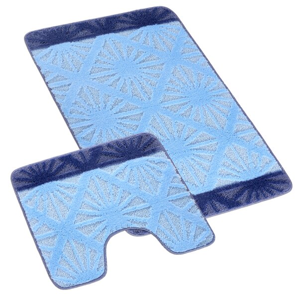 Bellatex koupelnové předložky SADA BANY 60x100 + 60x50 cm s výkrojem Paprsek Modrá