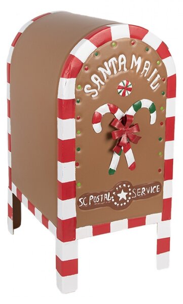 Hnědá vánoční schránka na dopisy s perníčkem a nápisem Letter to Santa – 22x18x34 cm