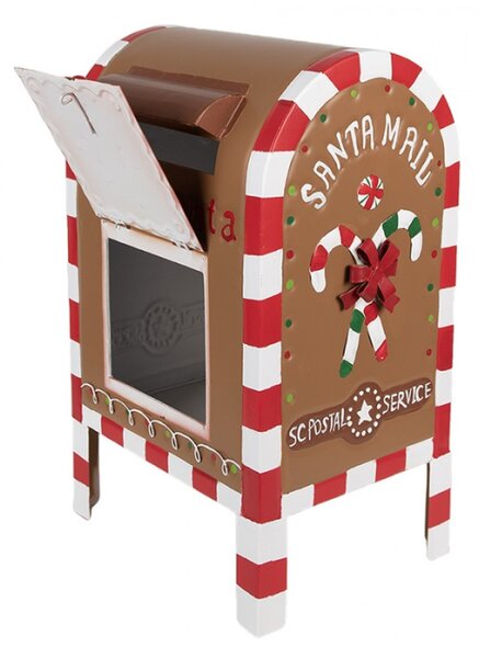 Hnědá vánoční schránka na dopisy s perníčkem a nápisem Letter to Santa – 22x18x34 cm