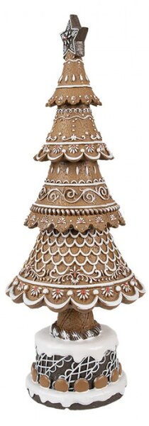 Vánoční dekorace perníkový stromeček na kruhovém podstavci s okrasnými vlnkami – 16x42 cm