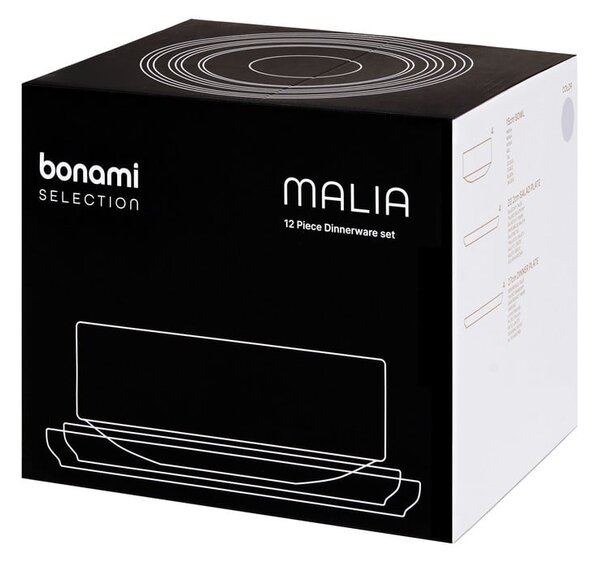 12dílná sada krémového kameninového nádobí Bonami Selection Malia