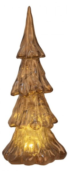 Hnědá vánoční dekorace s LED světlem vánoční stromeček – 14x33 cm