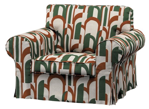 Potah na křeslo IKEA Ektorp barva zelená látka pletený vzor, vzorované