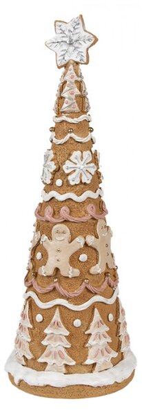 Vánoční dekorace perníkový stromeček s malbou stromečků a perníčků – 14x37 cm