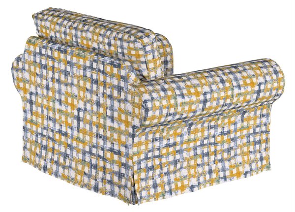 Potah na křeslo IKEA Ektorp barva modrá látka pletený vzor, vzorované
