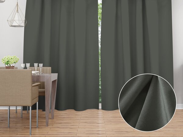 Biante Sametový závěs Velvet Premium SVP-021 Tmavě šedozelený 135x150 cm
