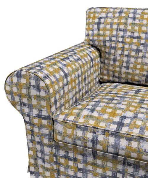 Potah na křeslo IKEA Ektorp barva modrá látka pletený vzor, vzorované