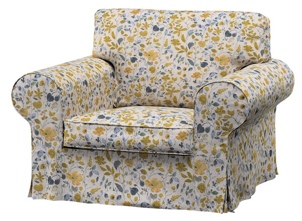 Potah na křeslo IKEA Ektorp barva žlutá látka pletený vzor, vzorované