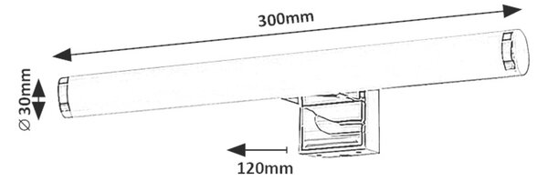Rabalux 75037 NOUR - Koupelnové svítidlo nad zrcadlo, LED 5W, 530lm, 4000K, 30cm, IP44 (Svítidlo nad koupelnové zrcadlo bez vypínače)