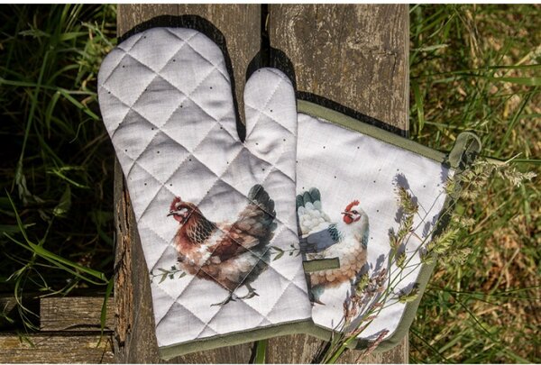 Chňapka s kohoutkem a slepičkou Farm Love – 18x30 cm