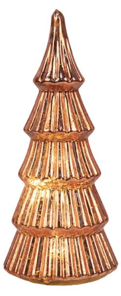 Měděná vánoční dekorace s LED světlem vánoční stromeček – 9x21 cm