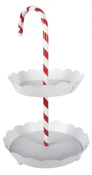 Dvoupatrový vánoční etažér s cukrovou hůlkou – 29x47 cm