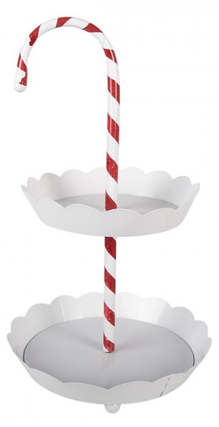 Dvoupatrový vánoční etažér s cukrovou hůlkou – 29x47 cm