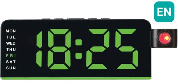 JVD Digitální budík do sítě s angličtinou a projektorem času JVD SB115.4 (Projektor času (teploty) na stěnu nebo strop)