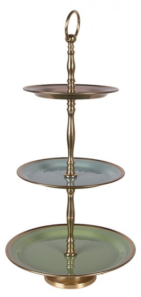 Třípatrový etažér pastelový s kovovou konstrukcí – 27x51 cm