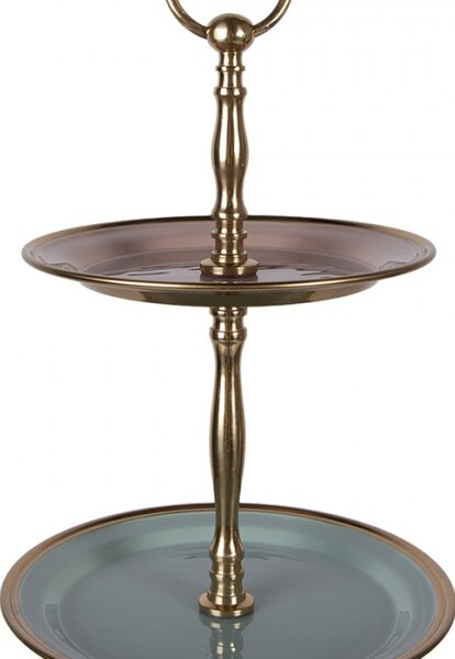 Třípatrový etažér pastelový s kovovou konstrukcí – 27x51 cm