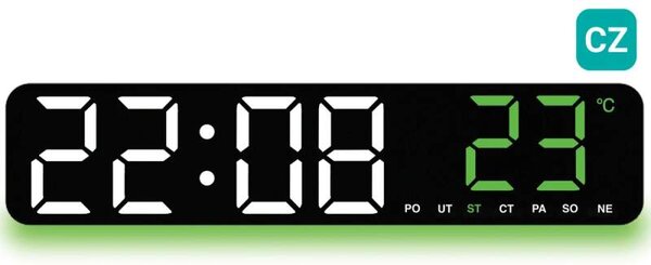 JVD Digitální budík do sítě s teploměrem a češtinou JVD SB111.1 (12-ti nebo 24-hodinový denní režim)