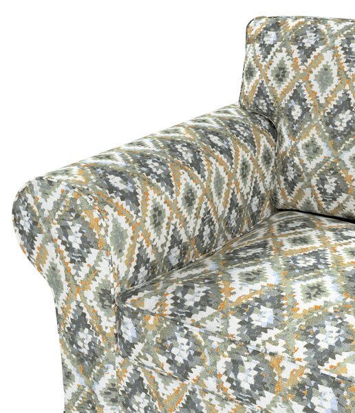 Potah na křeslo IKEA Ektorp barva modrá látka pletený vzor, vzorované