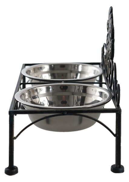 Černé antik kovové misky pro psa Potier ornament - 39*19*25 cm - Clayre & Eef