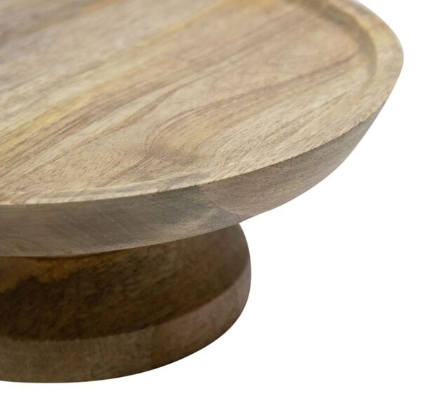 Přírodní dřevěný podnos na dort na noze Wood Cake Chic - Ø 25*10 cm - Mars & More