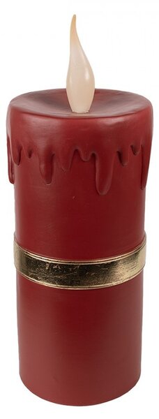 Vínová vánoční svíčka se zlatou mašlí Red Candle - 17*18*44 cm - Clayre & Eef