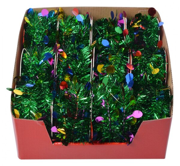 Set 12 ozdobných vánočních girland s barevnými ozdobami – 450 cm cm
