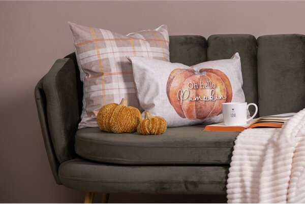Podzimní povlak na polštář s dýní a nápisem Oh hello Pumpkin – 45x45 cm