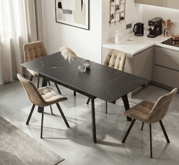 JAKS Rozkládací keramický jídelní stůl Lares 90 cm – 150 cm černý mramor