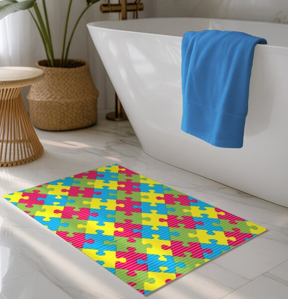 Koupelnová pěnová předložka D-15 - Barevné puzzle (různé velikosti)