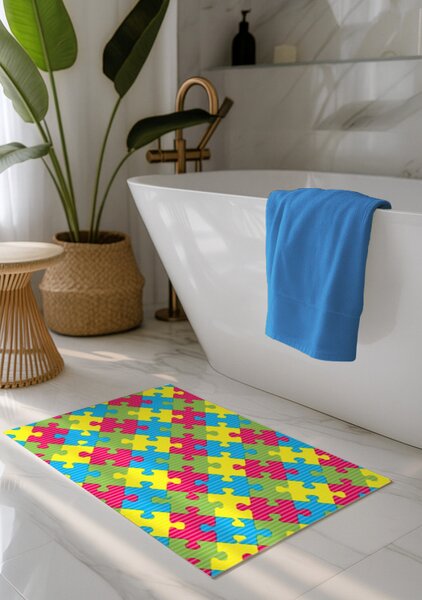 Koupelnová pěnová předložka D-15 - Barevné puzzle (různé velikosti)
